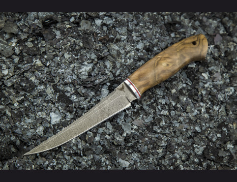 Нож Рыбак 2 (Дамаск 1200 слоев, корень ореха)
