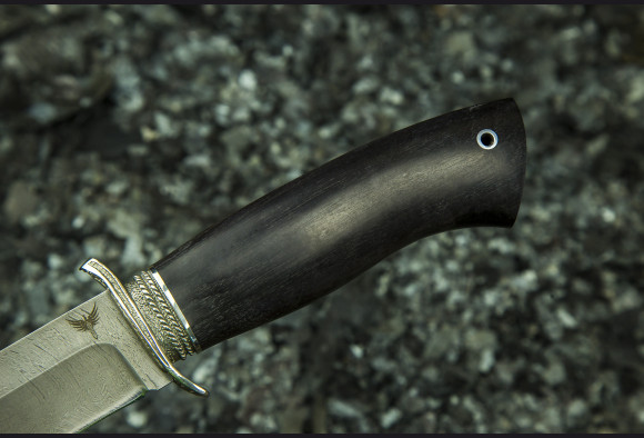 Нож Сапер <span>(Дамаск 1200 слоев, мореный граб, литье мельхиор перед)</span>